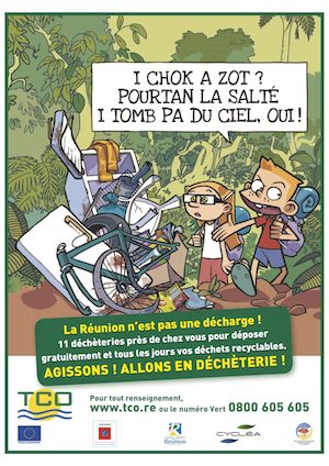 Tiburce, célèbre personnage de bande-dessinée de la Réunion, lutte contre la pollution.